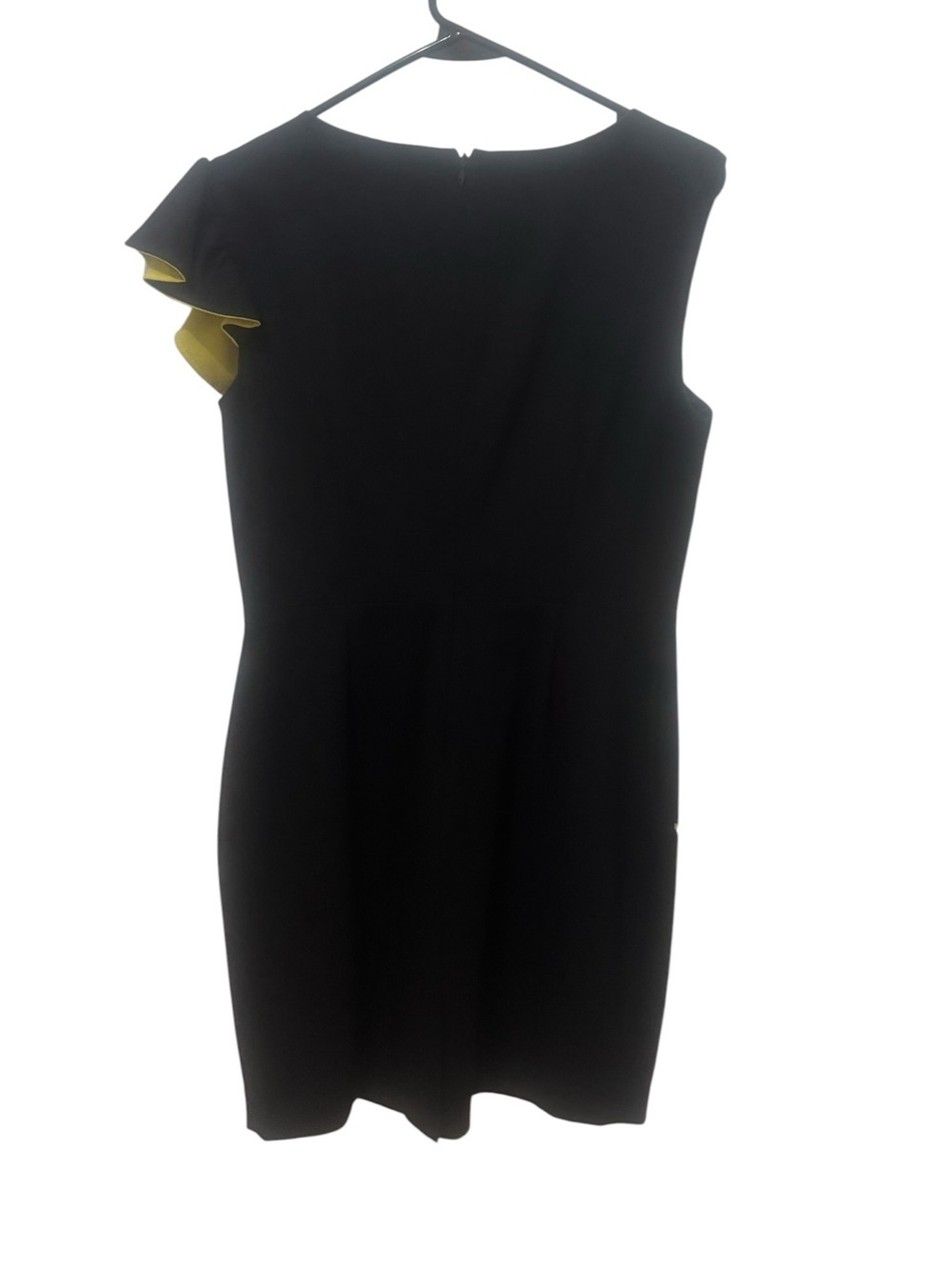 Calvin Klein Black Chartreuse Ruffle Sleeve Dress Size 10 - Picture 3 of 5